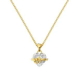Bow Heart Promise Necklace | 925 Sterling Silver