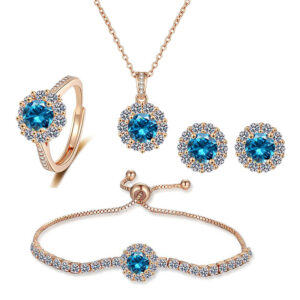 Blue Opal Set  | 4-Piece Jewelry Set (Ring, Earrings, Necklace, Bracelet)